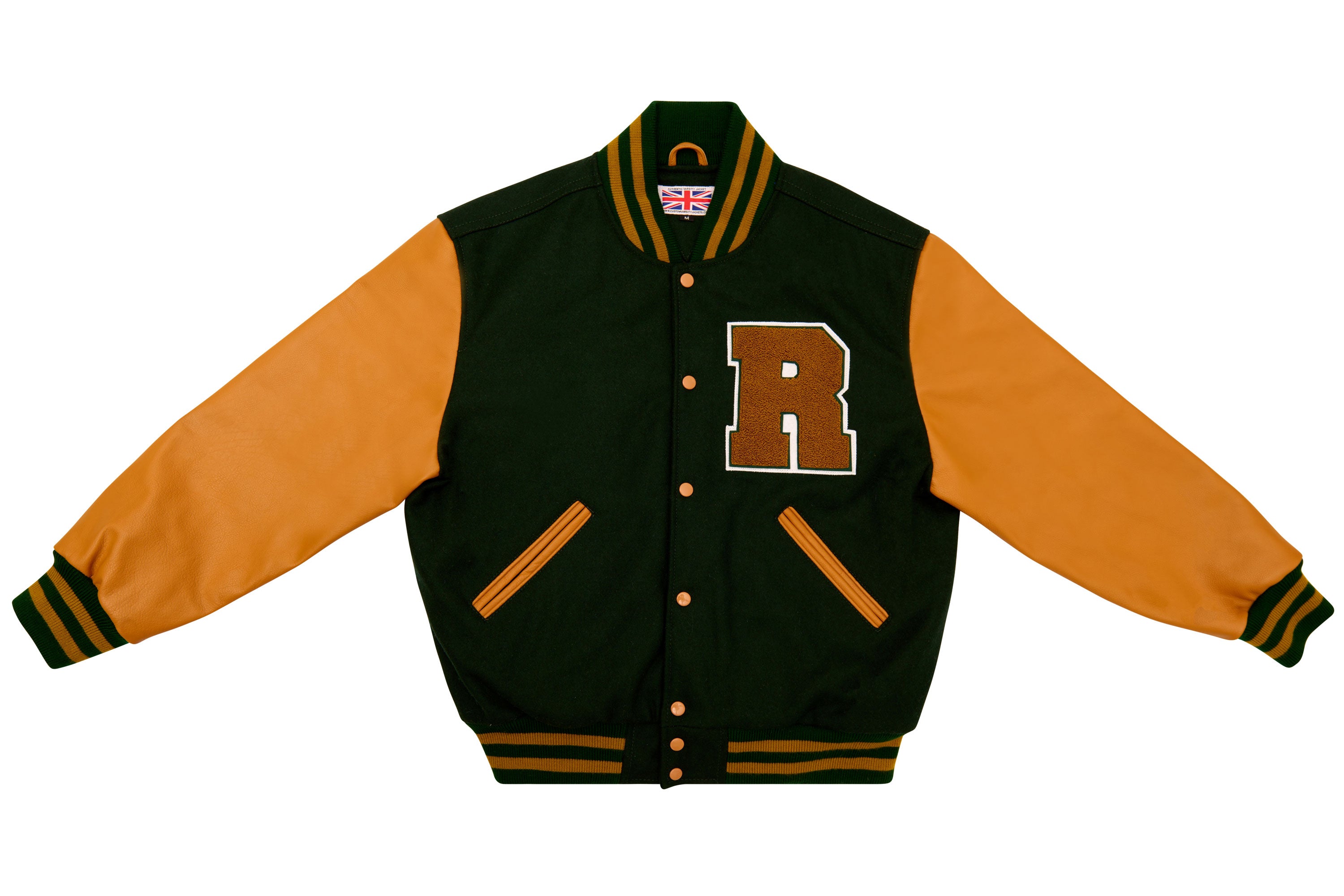 Green and gold hot sale letterman jacket