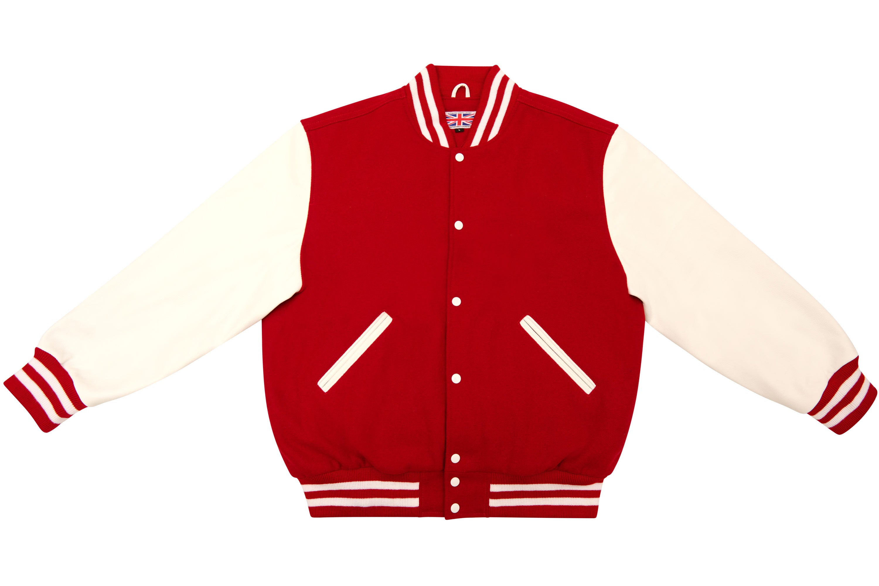 VARSITY JACKET - SCARLET RED AND WHITE – Custom Varsity Jackets